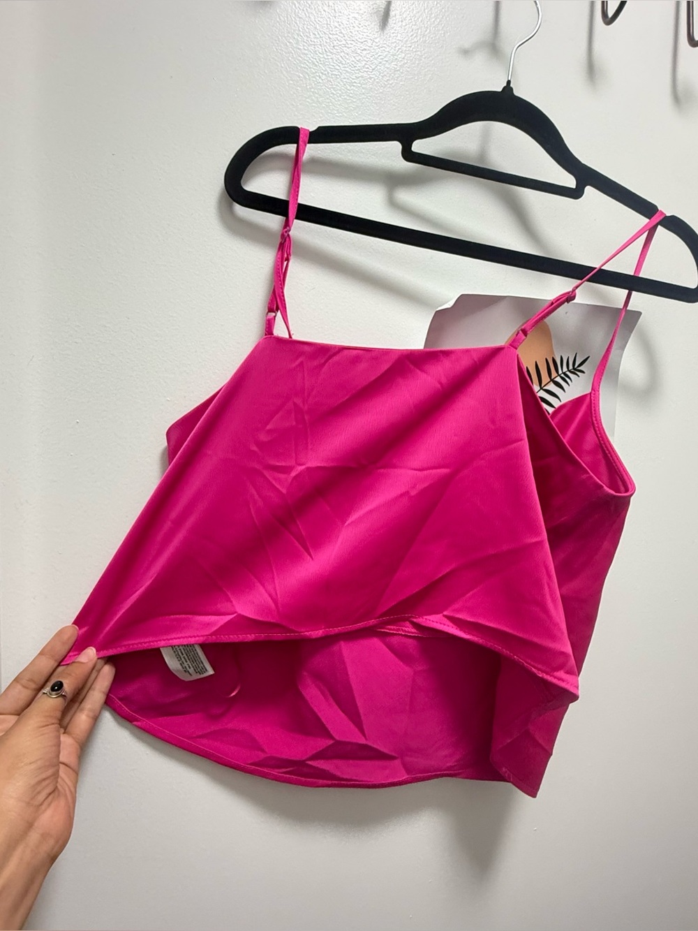 NWT Hot Pink Satin Cowl Neck Cami Strappy Tank Top US 10 - Picture 4 of 11